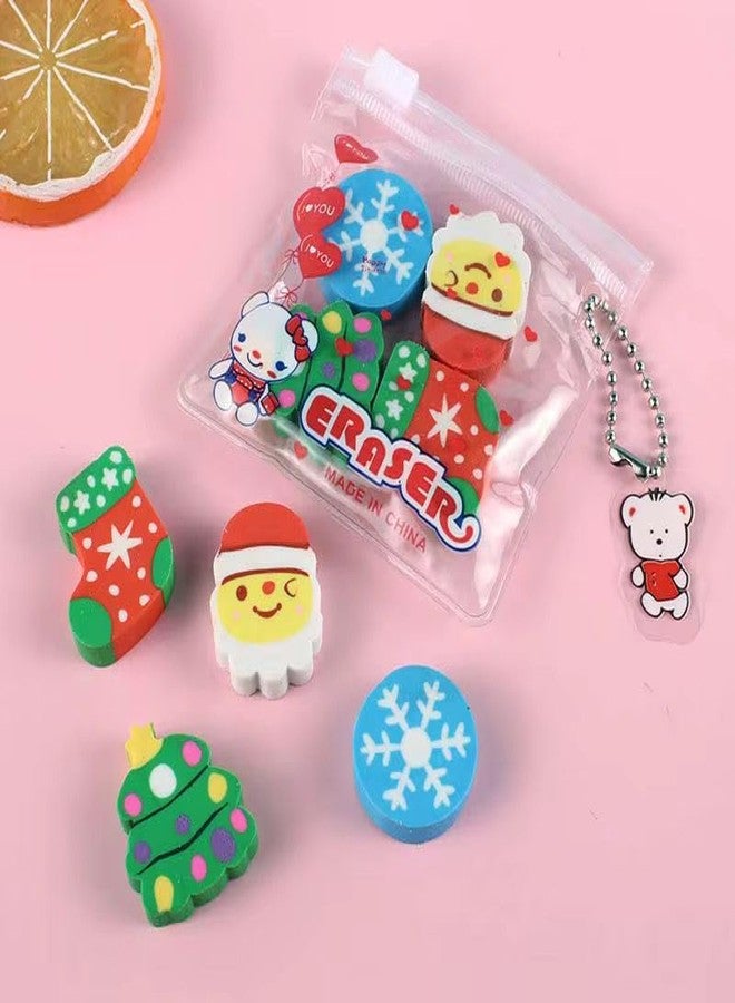 Le Delite Christmas Erasers Set - Pack of 10 Cute Kawaii Santa Claus & Christmas Tree Shaped Erasers | Fun School Stationery & Reward Gifts for Kids - Image 1